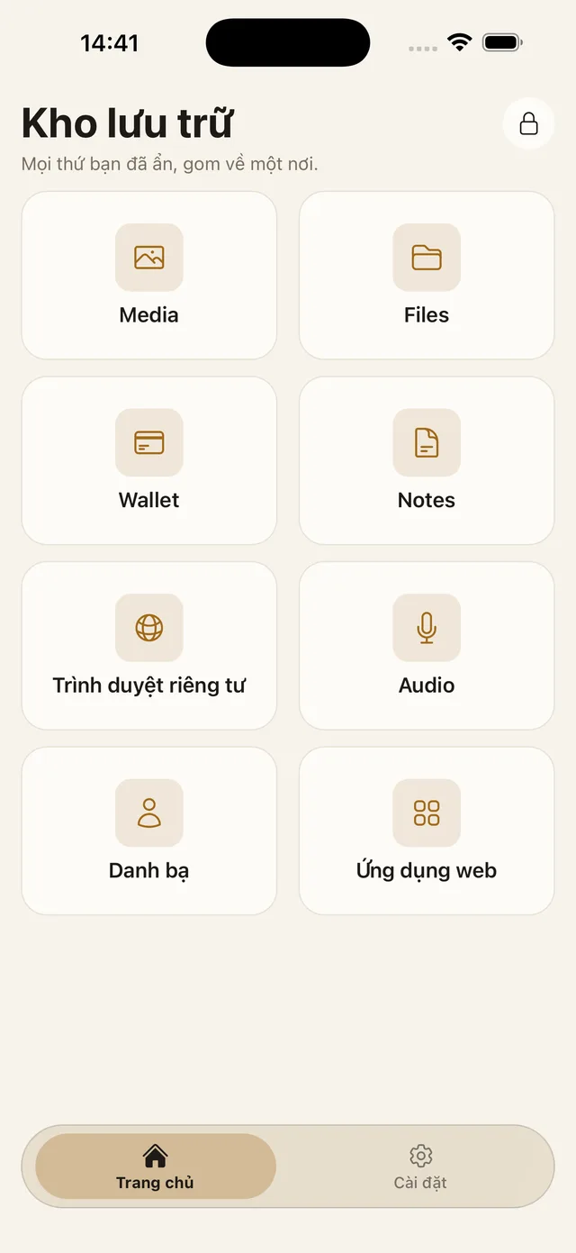 CalcVault unlocked — hidden vault sections